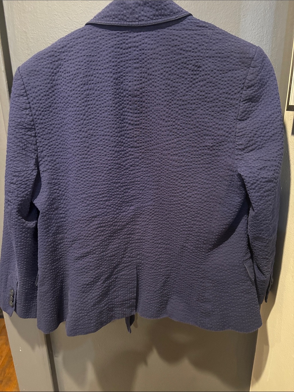 Banana Republic Navy Textured Two-Button Blazer